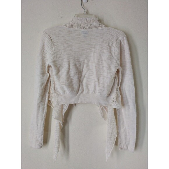 Converse Sweater Women's S Ivory White Shawl Open Front Shrug Long Sleeve Y2K - Picture 4 of 12